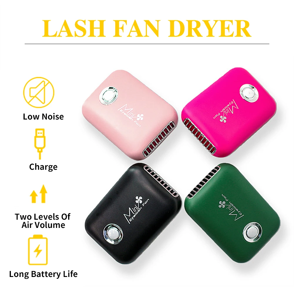 USB Charging Mini Handheld Lash Fan Dryer for Eyelash Extension Low Noise Long Battery Life Professional Manicure Makeup Tools