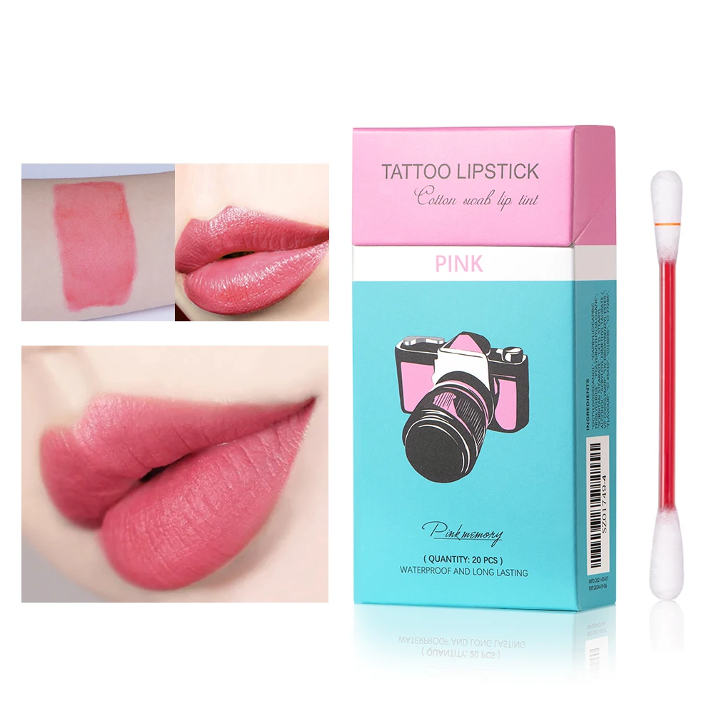 20ชิ้น/เซ็ตลิปสติก Microbrush ยาวนานกันน้ำแปรงผ้าฝ้าย Swab ลิปสติกเกาหลีเคส Lip Glaze