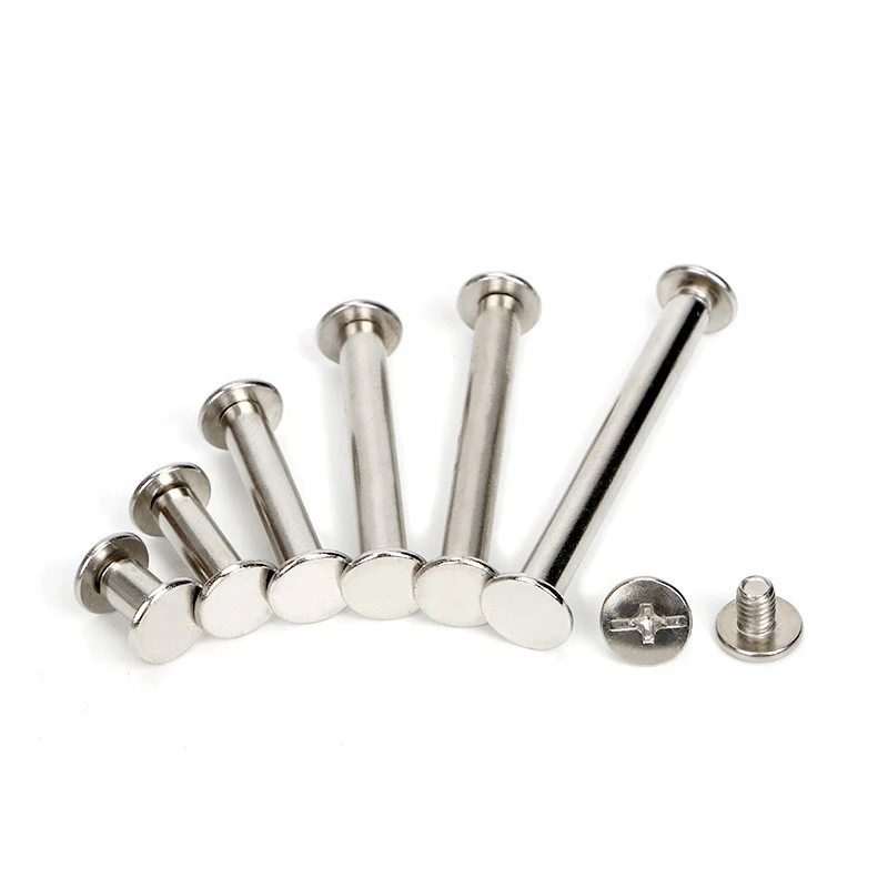 10 sets Carbon Steel Silver Combination Riveting Nail Connection Screw Picture Painting Account Book Menu Screw Riveting 5-45mm