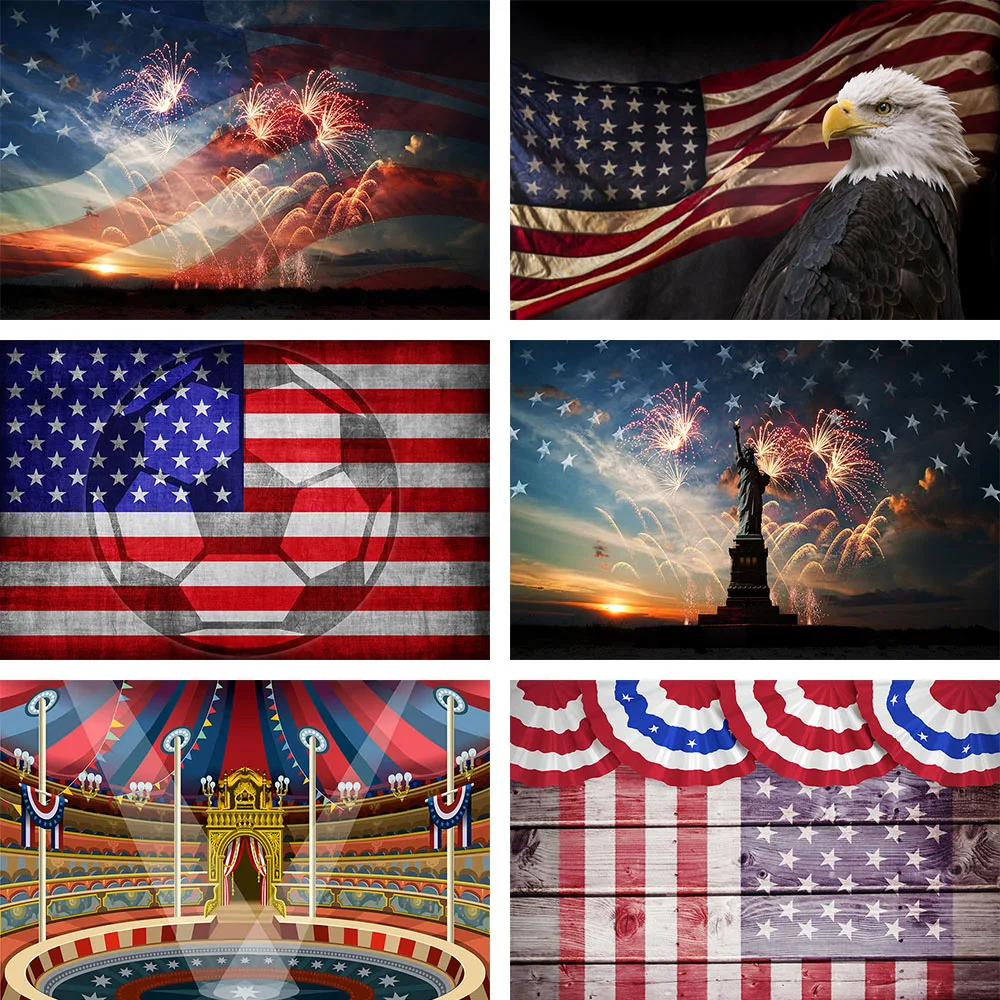 USA Patriotic Independence Day Backdrop American Flag 4th of July Photography Background Celebration Decor Photobooth Photophone