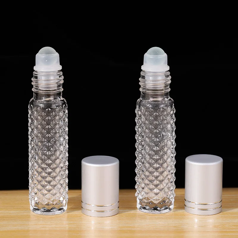 10ml Non-Slip Essential Oil Glass Sub-Bottle Roll-On Smearing Sample Portable Refillable Leak-Proof Clear Empty Bottle Wholesale