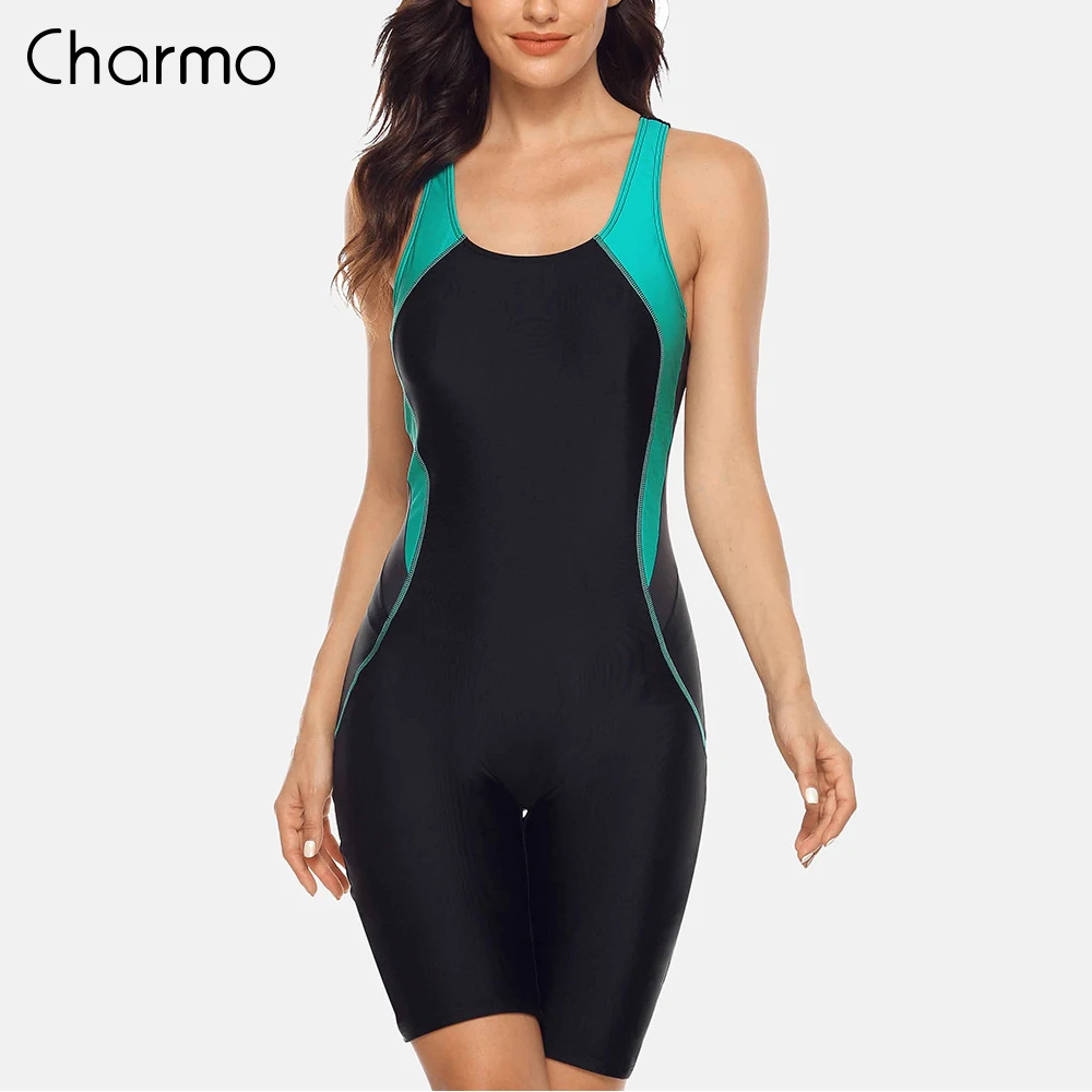 

Женский слитный спортивный купальник Charmo, спортивный купальник для спортсменов, пляжная одежда для бойфрендов, купальные костюмы контрастной расцветки