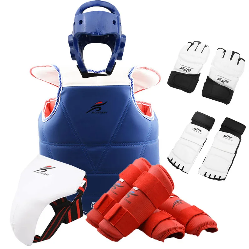 Taekwondo Body Chest Vest Uniform Protector Helmet Karate Adult Child Jockstrap Arm leg Forearm Shin Guard Boxing Equipment Set