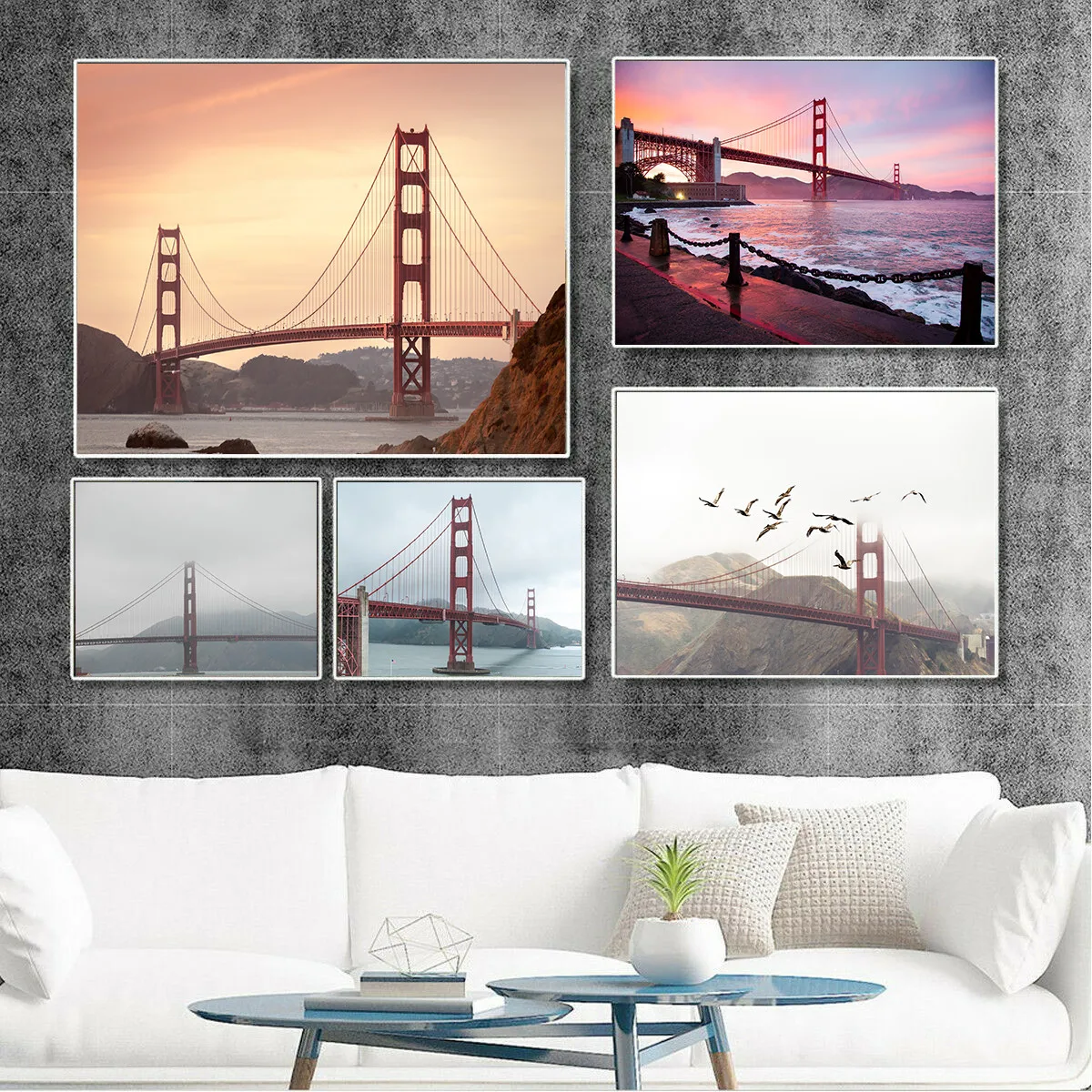 Canvas Painting San Francisco Bridge Golden Gate Bridge  Wall Art Posters Print Nordic Picture Children Modern Home Decoration