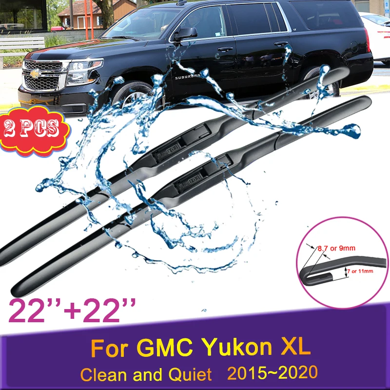 

Car Wiper Blades for GMC Yukon XL 2015 2016 2017~2020 Front Windshield Silent Frameless Snow Scraping Durable Rubber Accessories