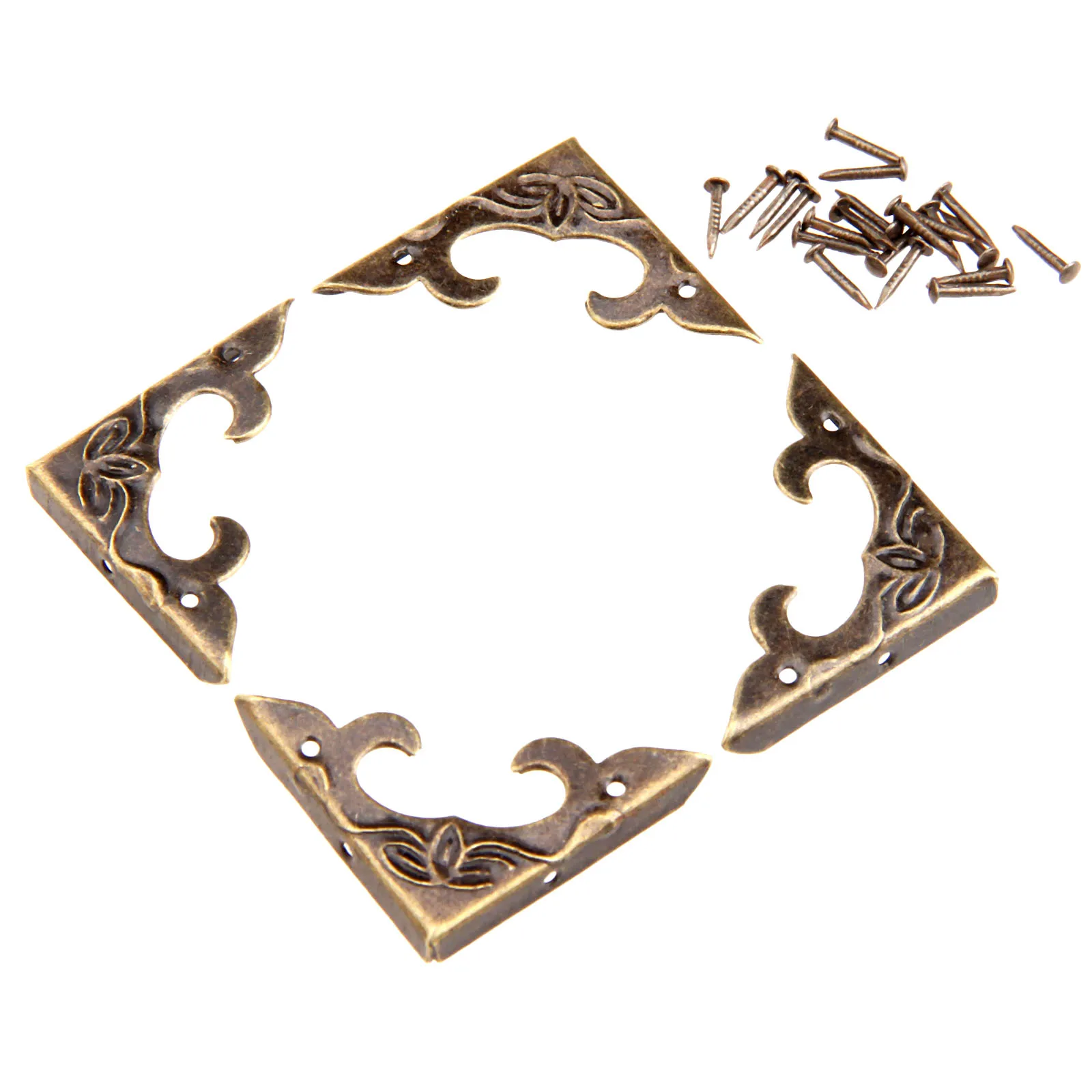 4pcs Corner Bracket Scrapbook Albums Jewelry Wooden Box Decorative Protector Crafts For Furniture Hardware