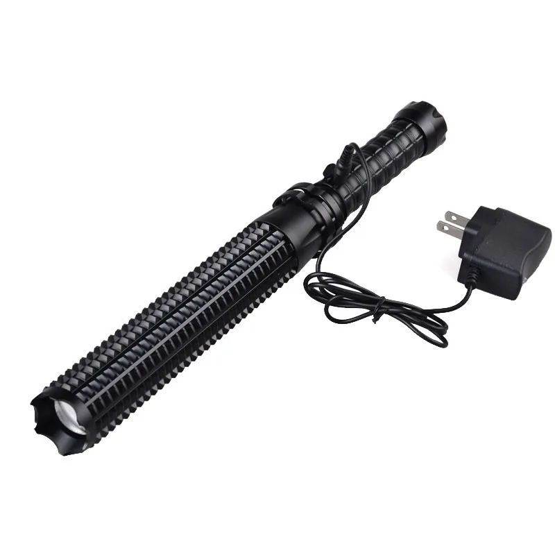 TMWT Self-defense Baton Flashlight Telescopic Zoomable Security Patrol Flashlight Alloy 3 Light Modes Torch