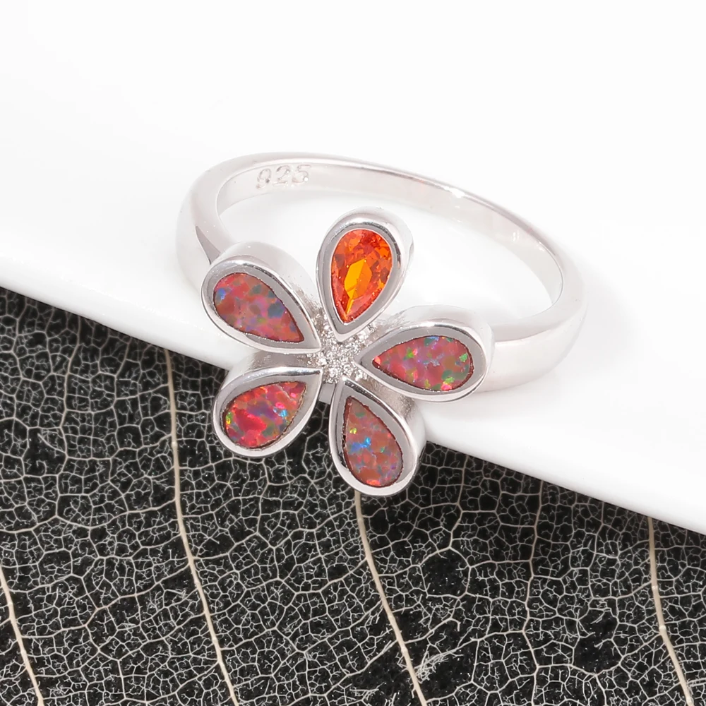 CiNily Created Orange Fire Opal Orange Stone Zircon Silver Plated Wholesale Hot Sell Women Jewelry Ring Size 6-9 OJ9621