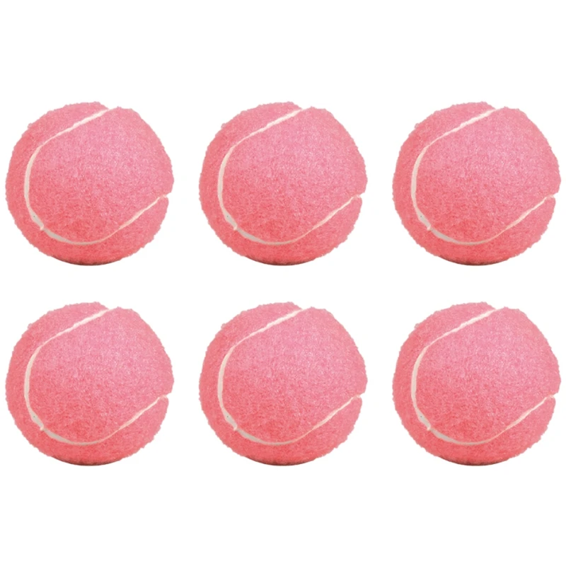 6Pcs Pack Pink Tennis Balls Wear-Resistant Elastic Training Balls 66mm Ladies Beginners Practice Tennis Ball for Club