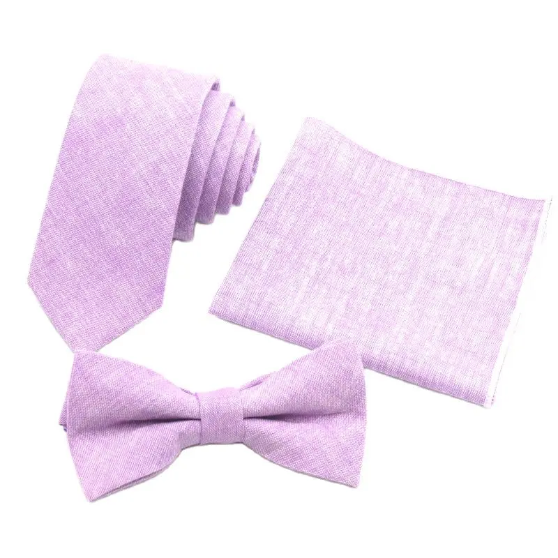 

MEN's gift tie Violet cotton narrow ties gifts for men orginal wedding accessories necktie bowtie set