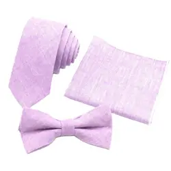 MEN's gift tie Violet cotton narrow ties gifts for men orginal wedding accessories necktie  bowtie set