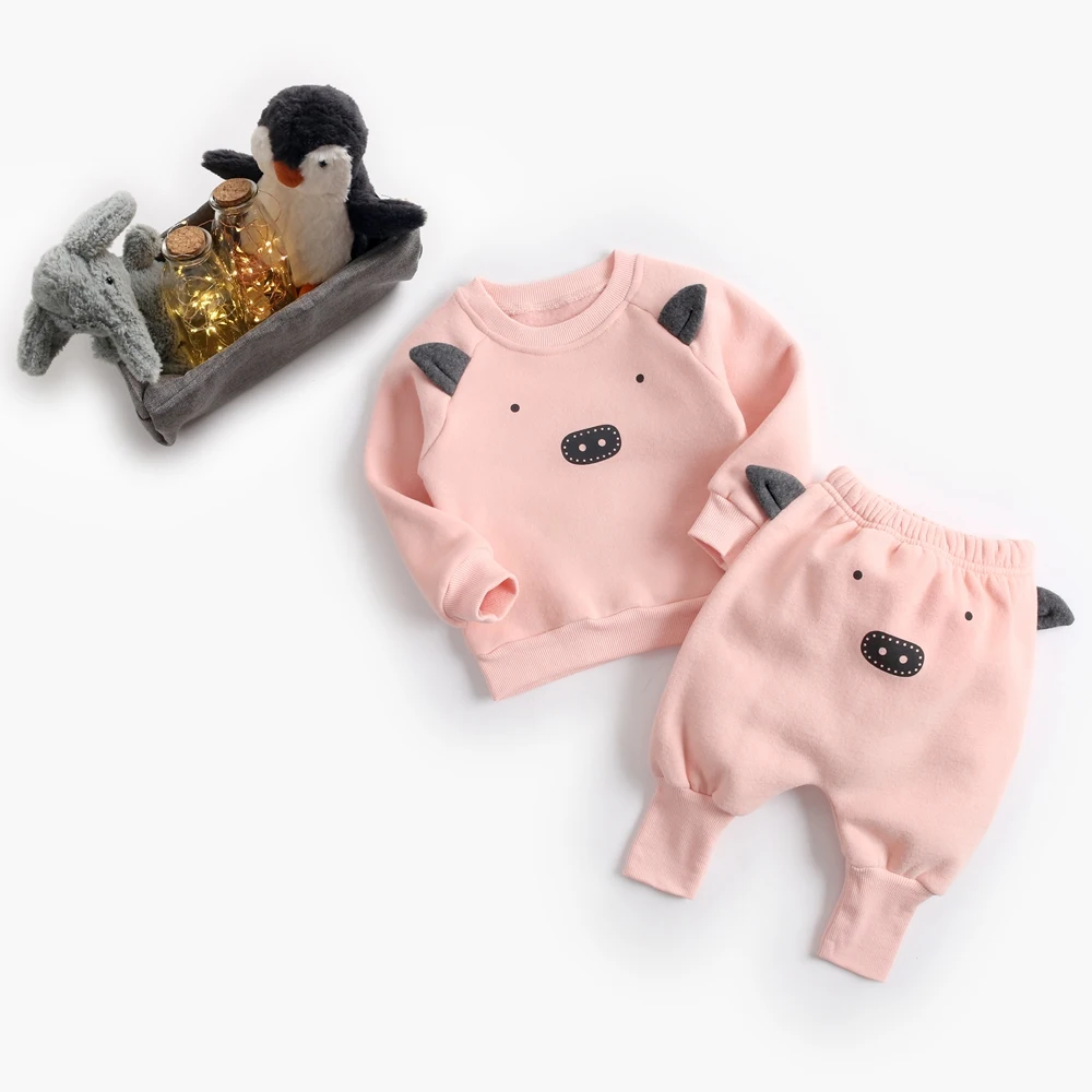 Sanlutoz Warm Cute Animal Winter Baby Clothing Sets Cotton Long Sleeve Tops + Long Pants 2pcs