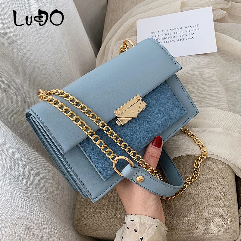 

LUCDO Matte Chain Crossbody Bags For Women 2021 Fashion Casual Ladies Messenger Shoulder Bag High Quality Handbags And Purses