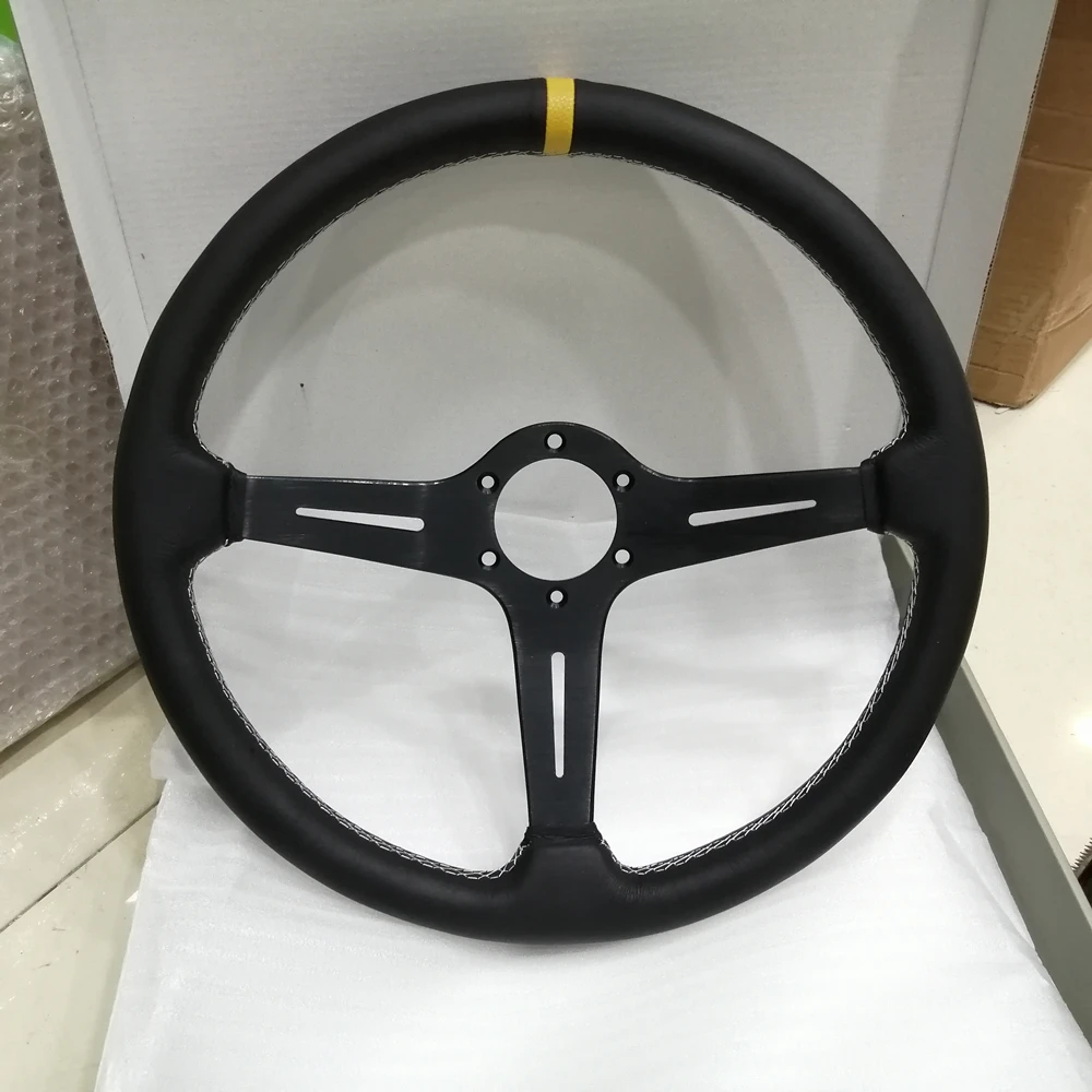 

New Arrived 2020 Steering Wheel Leather Car Modified Sport 15 Inch 370mm Steering Wheel Racing Auto Accessories Gray Universal