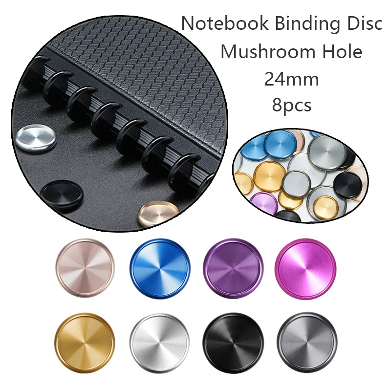 

8pcs 24mm Notepad Binding Ring Discs Binder Buckle Metal Mushroom Hole Ring Button Loose-leaf Disc Planner Book Binding Supplies