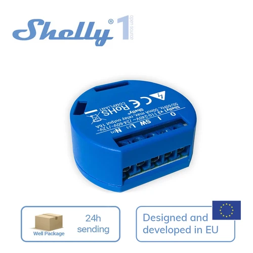 Shelly 1 Smart Home WiFi interruptor de relé operado 16A un servidor web integrado luces de Control remoto alimentación Lnes cortinas de puerta de garaje