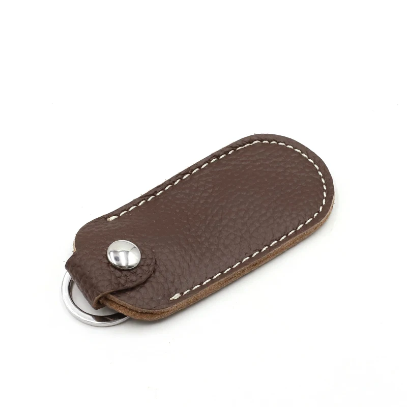 Genuine Leather U Disk Hasp Storage Bags Protective Cover Key Holder Black Bag Cases for USB Flash Drive Pen Drive Pendrives
