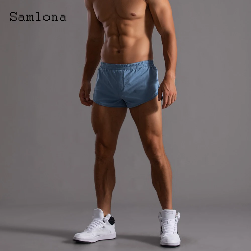 Samlona Plus Size Men\'s Fashion Leisure Shorts Sexy Elastic Waist Short Pants 2022 Summer New Casual Beach Shorts Male Clothing