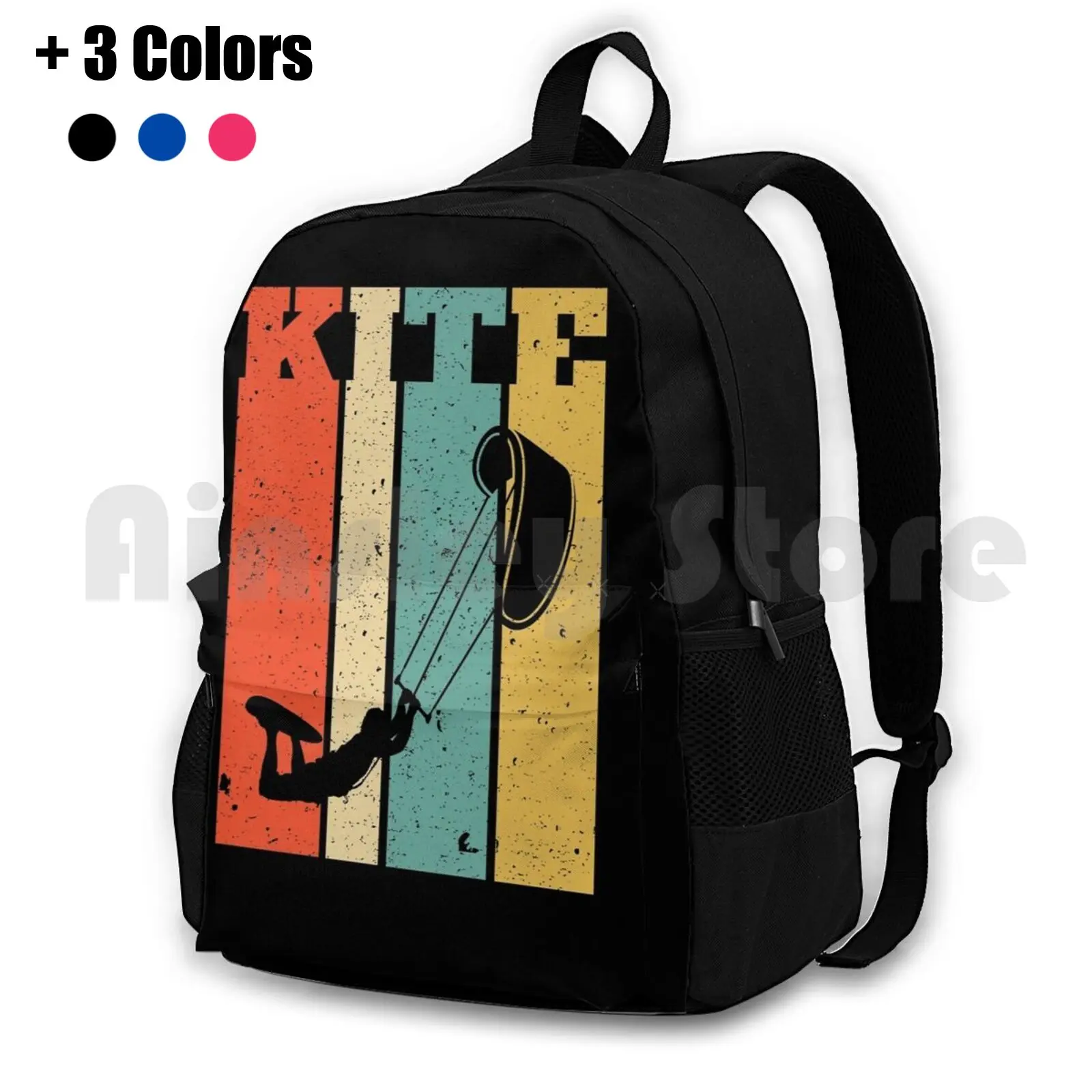 Retro Kitesurf Kitesurfing Kitesurfer Outdoor Hiking Backpack Waterproof Camping Travel Fathers Day Christmas Kiteboard