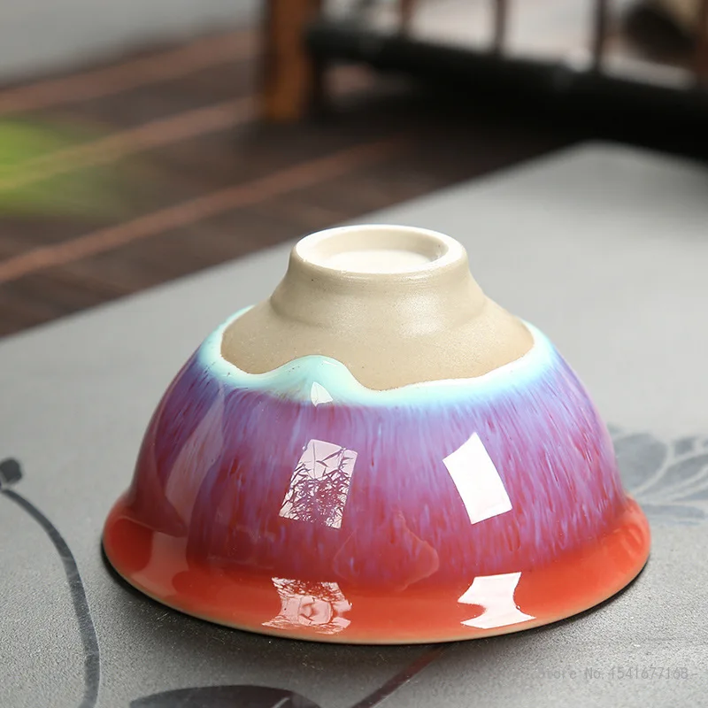 Chinese Kung Fu teacup kiln changeable glaze teacup household single-cup brewing tea cup hat tea bowl ceramic teacup