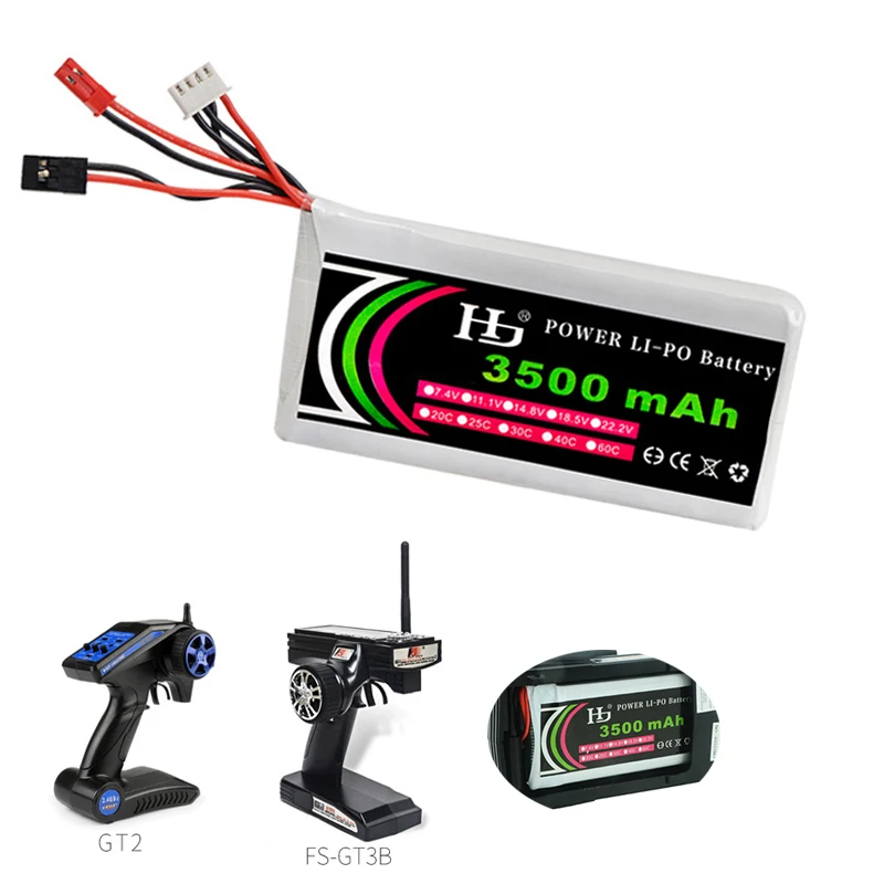 

HJ Power 3S 11.1V 3500mah 8C Lipo Battery RC Transmitter JST Fullteba Plug for FS GT3B GT2 T6EHP-E 6EX Remote Controller Parts