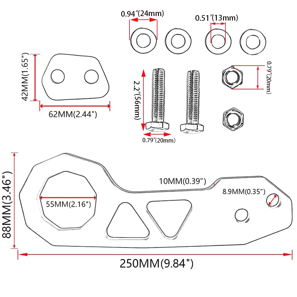 RASTP- JDM Gaya Balap Kait Derek Belakang Paduan Aluminium Towing Hook untuk Honda Civic RS-TH004