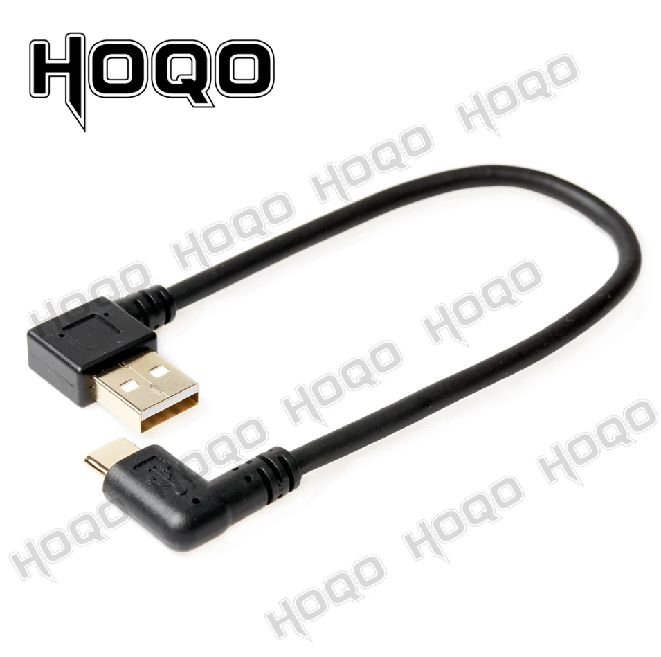 2 pçs/lote duplo ângulo reto usb 3.1 tipo-c para usb 2.0 tipo a cabo de dados de sincronização de carga rápida 90 graus l curvatura USB-C para usb curto 1ft