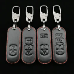 Car Key Leather Cover Remote Fob Case For Mazda 2 3 5 6 CX-3 CX-5 CX-7 CX-9 Speed Miata MX5 Shield Protective Jacket 2 3 4Button