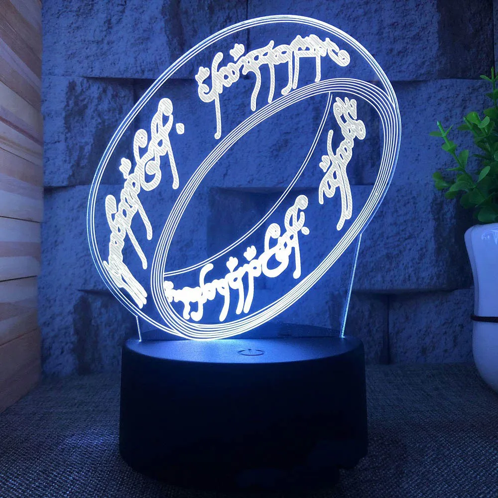 3D night light magic ring ring bedroom creative gift table lamp USB new strange bedside led small table lamp