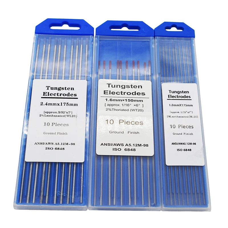 10pcs/Box Welding Electrodes Rods 1.0/1.6/2.4mm Lanthanum Tungsten Electrodes Low Temperature Tig Soldering Rods Set for Welding