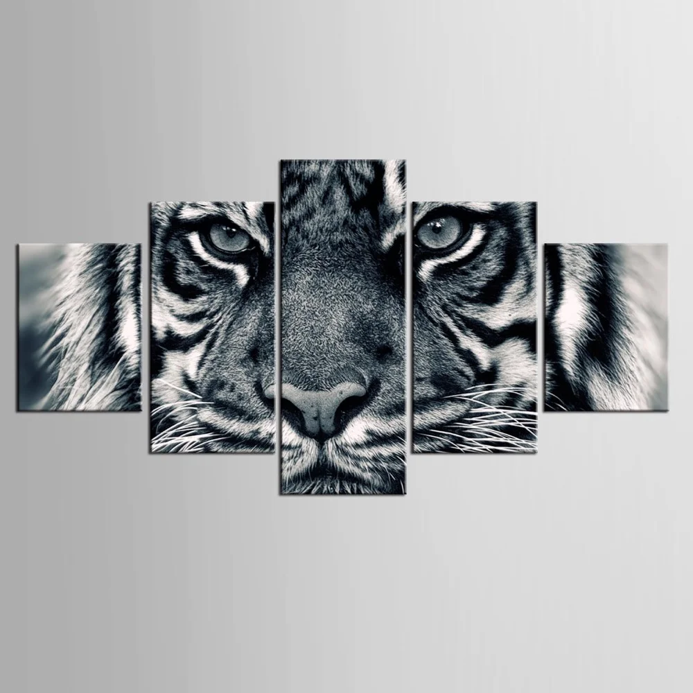 

5 Panel Modular Wall Art Canvas Painting HD Printed Animal Tiger Poster and Print Home Decoration Living Room Decor Pictures
