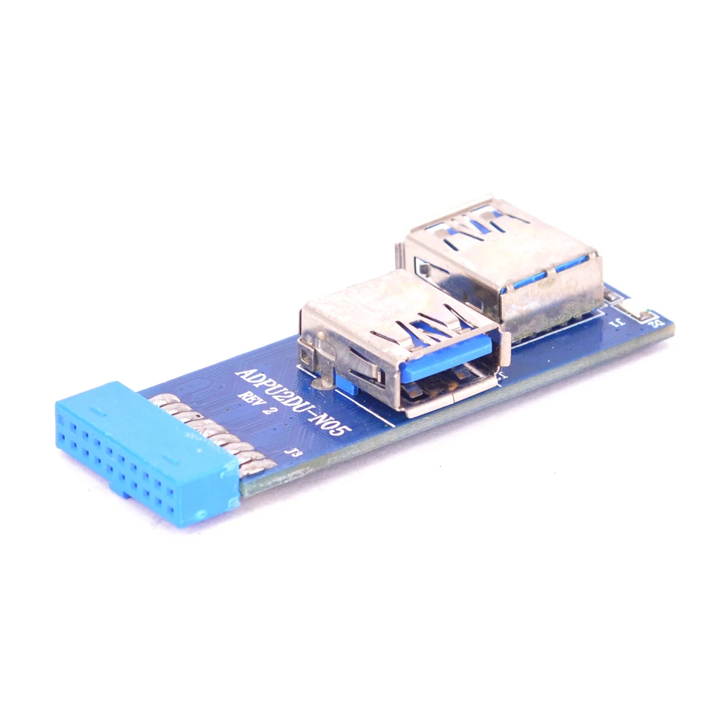 Motherboard USB 3.0 Hub 19pin USB 3.0 to Dual USB3.0 A Female Port Converter Card USB3.0 Adapter Card for Wireless Mouse Wlan