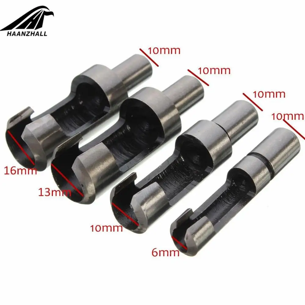 8 stücke 5/8 "1/2" 3/8 "1/4" Carbon Stahl Holz Stecker Loch Cutter Bohrer Set 10mm Schaft 6/10/13/16mm