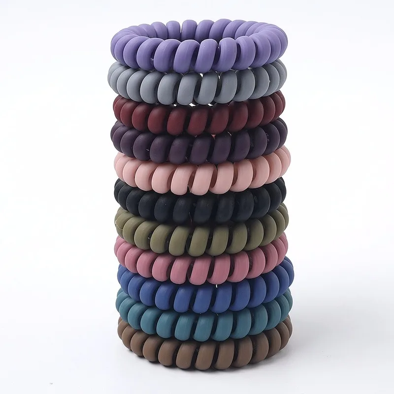 3Pcs/lot Telephone Wire Elastic Hair Bands Women Matte Frosted Colorful Girls Telephone Wire Elastic Hair Bands Hair Accessories