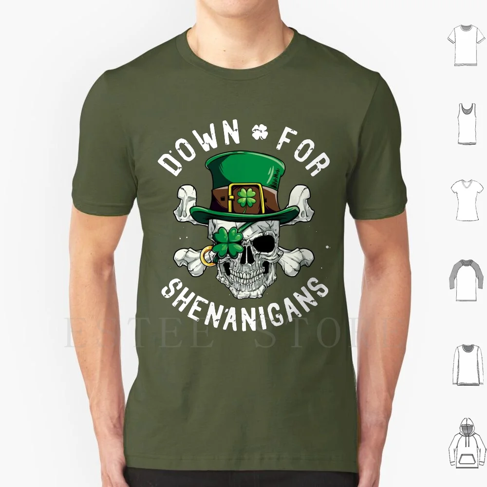 Down For Shenanigans T Shirt Day Funny Skull Tee T Shirt Print Cotton Shenanigans Pirate Costume Skull Crossbones Eyepatch