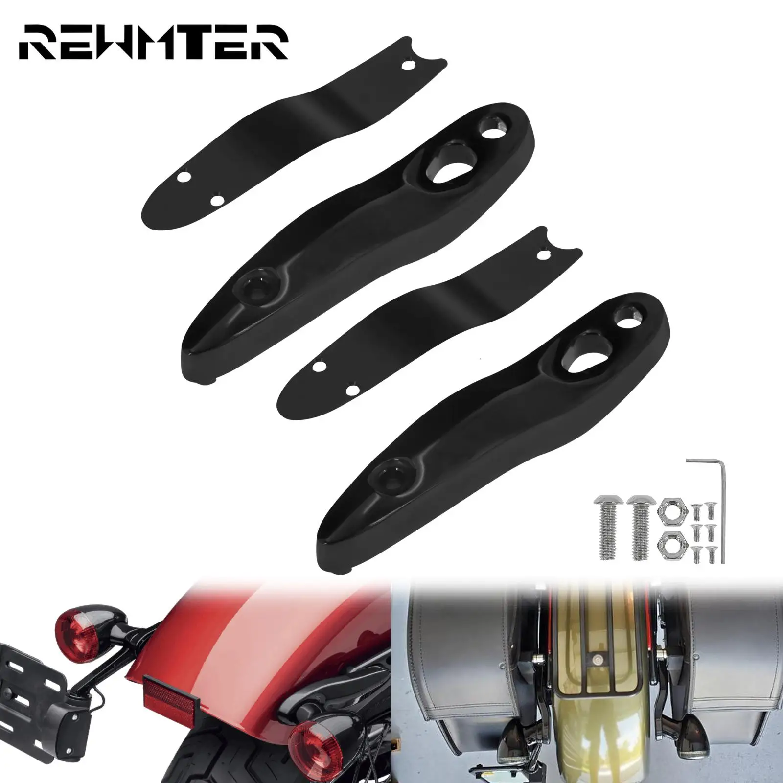 Motorcycle Black Rear Turn Signal Extension Bracket Relocation Kit For Harley Softail 00-20 Slim Breakout Fat Boy FLFB FXBB FXBR