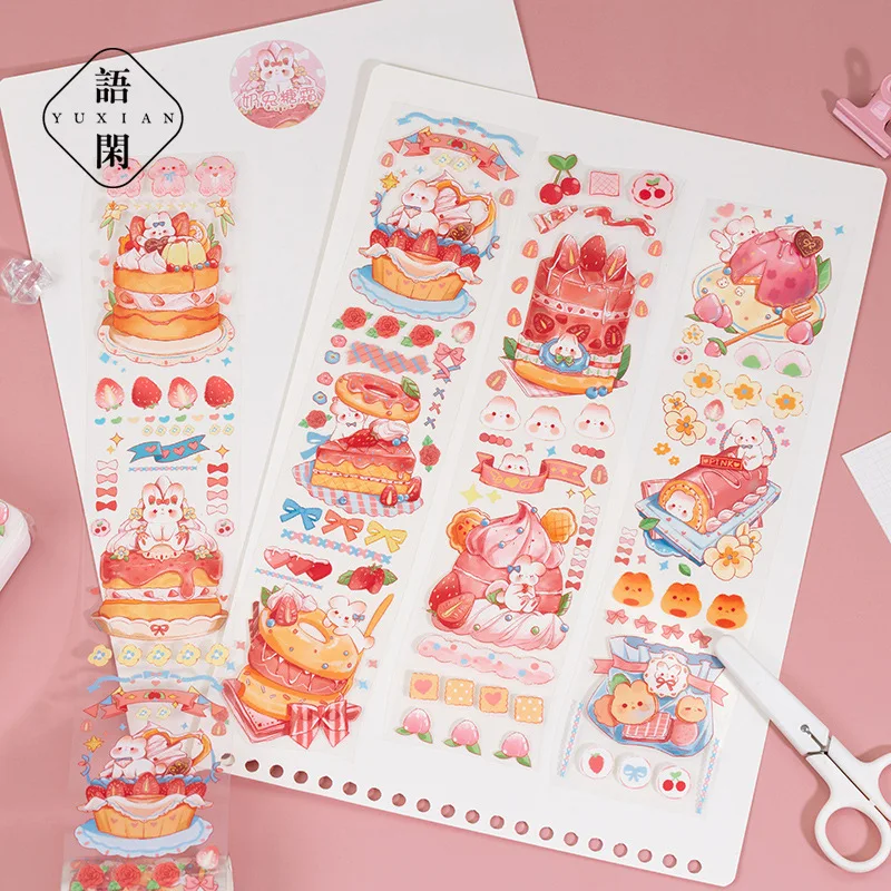 1pcs/1lot Decorative Adhesive Tapes Cat Peach Dessert House Series Scrapbooking DIY Paper Japanese Stickers