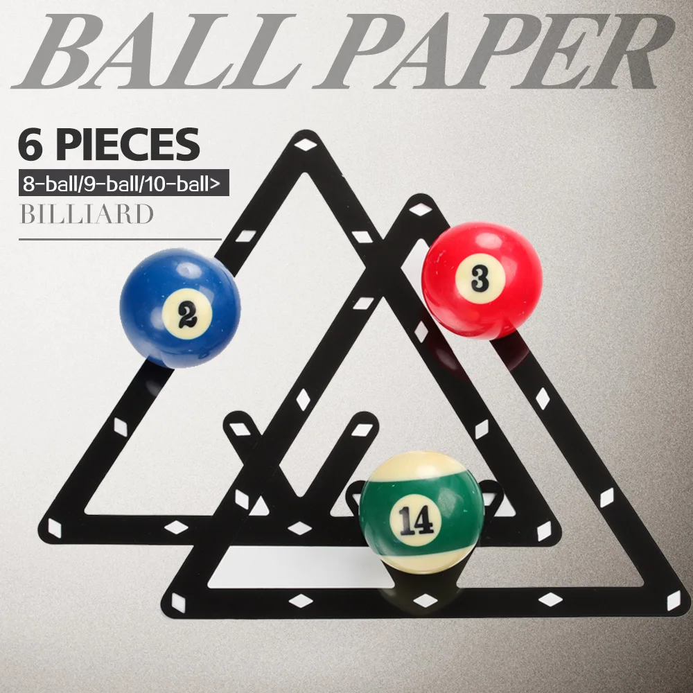 Hot Selling Billiard Pendulum Accessories 6pcs Kick-off Film Billiard Magic Rack Ball Holder Sheet For 8 910 Ball Paper