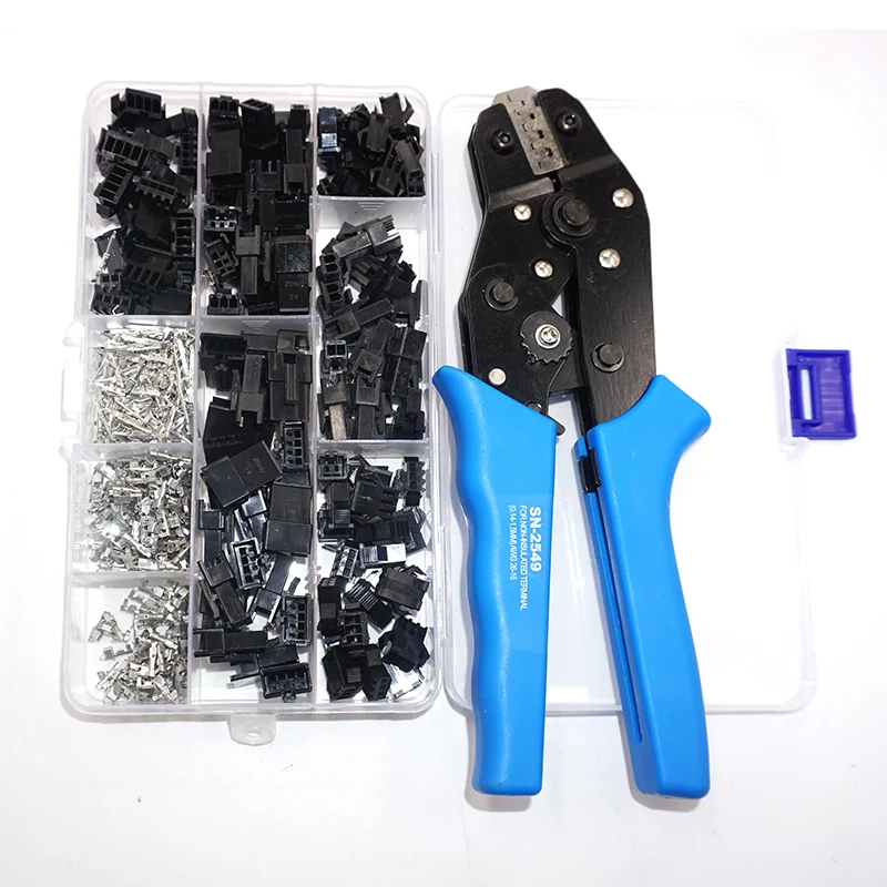 480pcs SM Connector Plug Pitch 2.54mm Female and Male Housing Terminals SM2.54 Car connectors with SN-2549 Dupont Crimping Plier