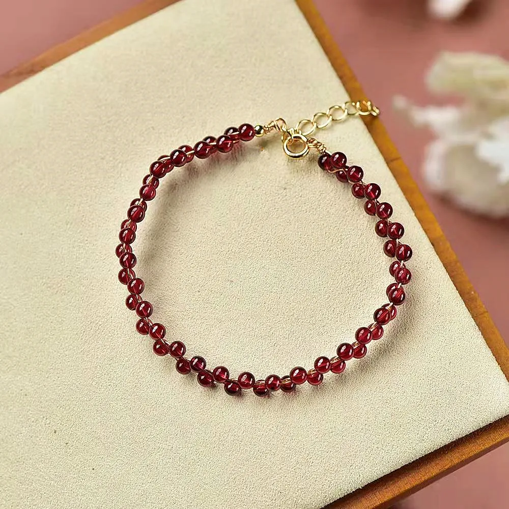 Natural Red Garnet Bead Bracelet For Women Natural Stone Handmade Charm Bracelets Yoga Meditation Jewelry Friendship Gifts