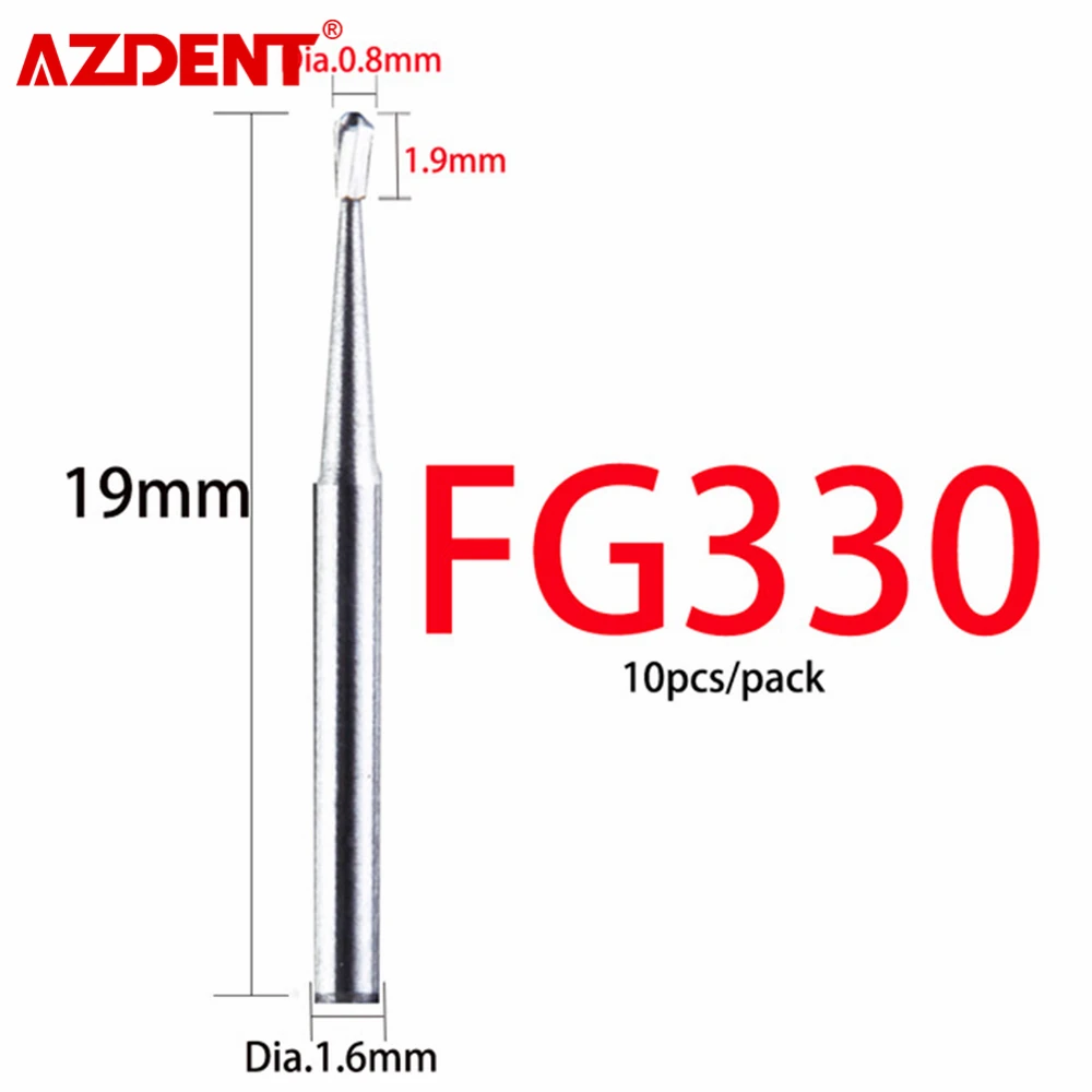 FG330 10 pz/scatola frese in metallo duro dentale tipo a forma di pera frese in acciaio al tungsteno ad alta velocità