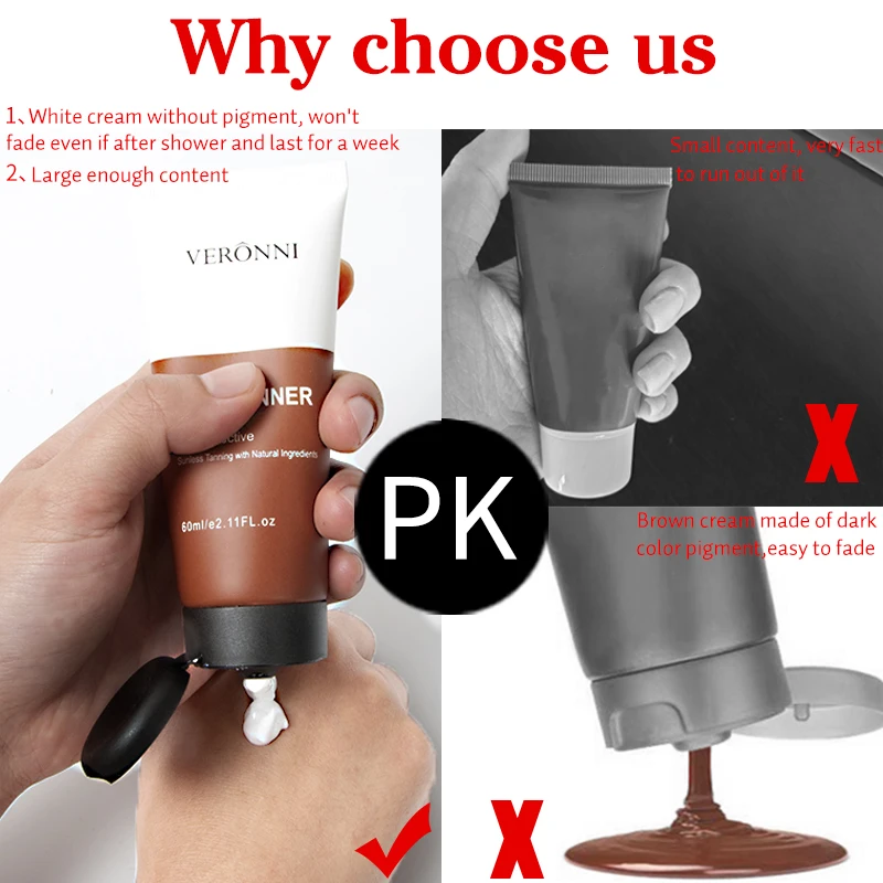 60ml Premium Tanning Cream Bronzer Nourishing Makeup Self Tannner Foundation Safe Effective Sunless Natural Enhance Lotion