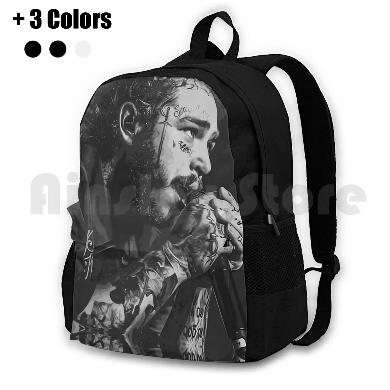 Scrimout Malone Looks Outdoor Hiking Backpack Waterproof Camping Travel Funny Hiphop Country Post Handsome Teen Music Young