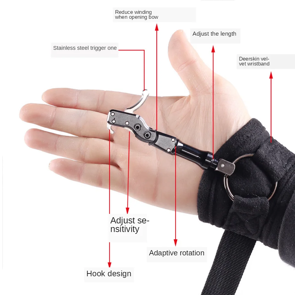 Elong Outdoor Red  Silver Color Archery Caliper Release Aid Compound Bow Strap Shooting Pro Arrow Trigger Wristband Archery Bow