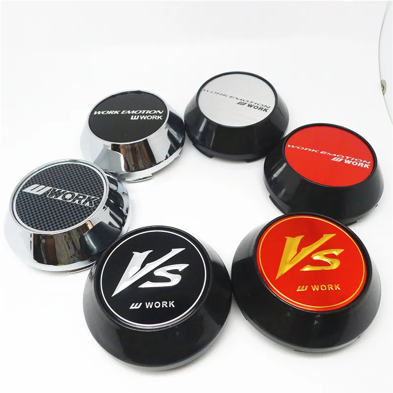 휠 허브 커버 센터 캡, VS W Work Emotion X7 자동차 레이싱 스타일링 배지 엠블럼 액세서리, 65mm, 4 개