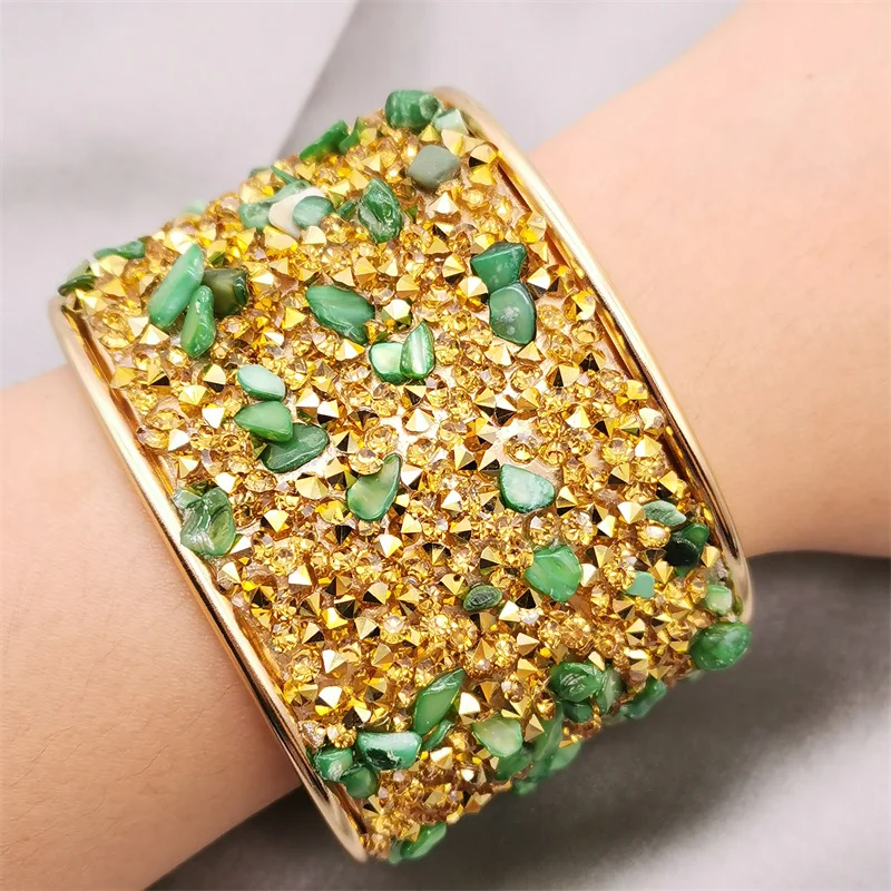 Fkewyy New Luxury Bracelet Woman Jade Green Jewelry Natural Stone Rhinestones Ethnic Style Bracelets Party Charm Accessories