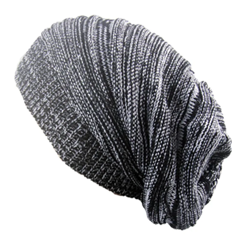 Men and Women Hat Mixed Color Cotton Striped Hip Hop Winter Warm Hat Scarf Beanies Knit Long Loose Hat Gorro Headdress 2022