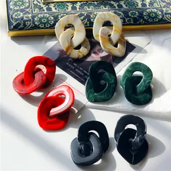 New Geometric Big Link Chain Acrylic Drop Earrings Bohemian Large Resin Long Dangle Earrings for Women Fashion Jewelry Brincos