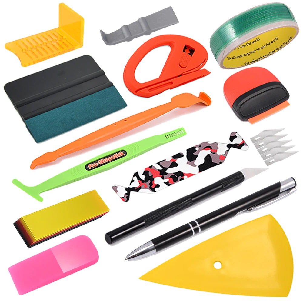 FOSHIO Window Tinting Tool Kit Covering Film Wrapping Vinyl Squeegee Soft Scraper Car Decal Sticker Knife Cutter Styling Product