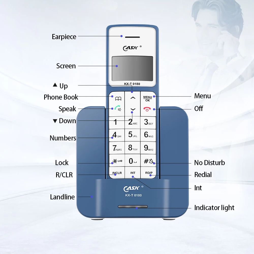 Imagem -03 - Telefone Móvel sem Fio com Identificação de Chamada para Casa Telefone Hands Russo Inglês Espanhol Idioma Telefone Fixo